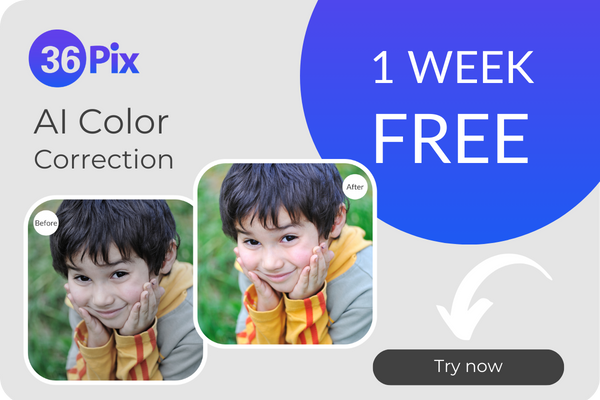 1 Free week of AI Color correction from 36Pix
